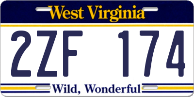 WV license plate 2ZF174