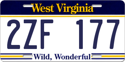 WV license plate 2ZF177