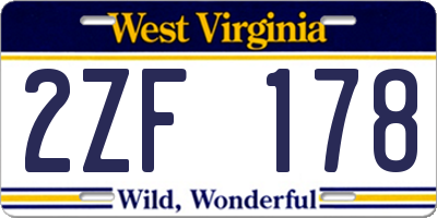 WV license plate 2ZF178