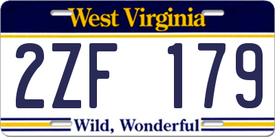 WV license plate 2ZF179