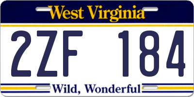 WV license plate 2ZF184