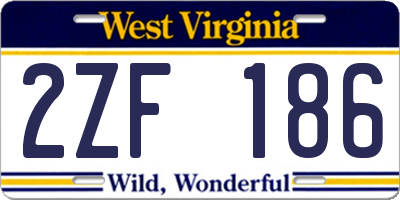 WV license plate 2ZF186