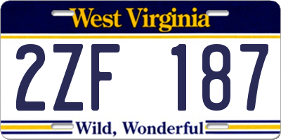 WV license plate 2ZF187