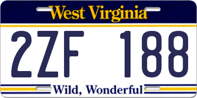 WV license plate 2ZF188