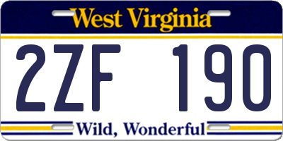 WV license plate 2ZF190