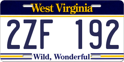 WV license plate 2ZF192