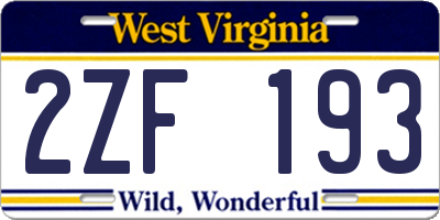 WV license plate 2ZF193