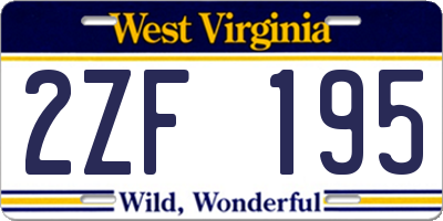 WV license plate 2ZF195