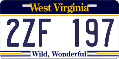 WV license plate 2ZF197