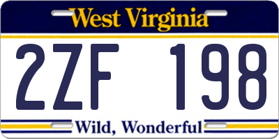 WV license plate 2ZF198