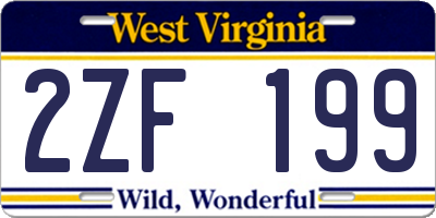 WV license plate 2ZF199