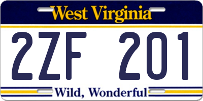 WV license plate 2ZF201