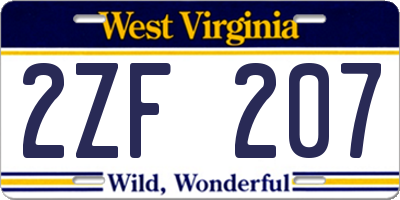 WV license plate 2ZF207