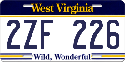 WV license plate 2ZF226