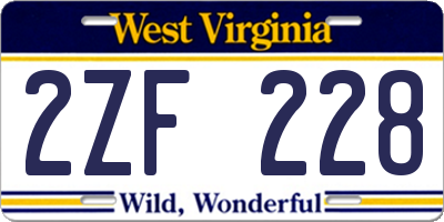 WV license plate 2ZF228