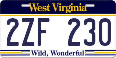 WV license plate 2ZF230