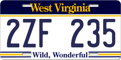 WV license plate 2ZF235