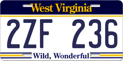 WV license plate 2ZF236