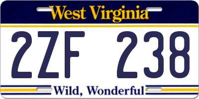 WV license plate 2ZF238