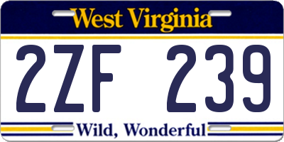 WV license plate 2ZF239