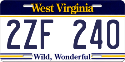 WV license plate 2ZF240
