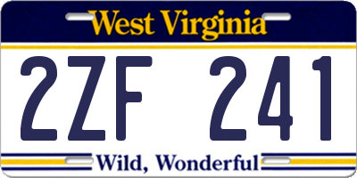 WV license plate 2ZF241