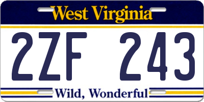 WV license plate 2ZF243