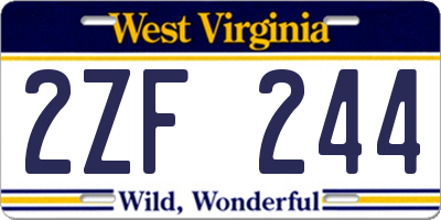WV license plate 2ZF244