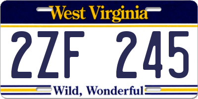WV license plate 2ZF245