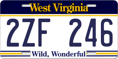 WV license plate 2ZF246