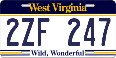WV license plate 2ZF247