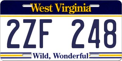 WV license plate 2ZF248
