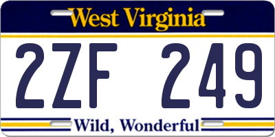 WV license plate 2ZF249