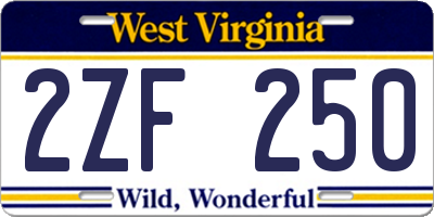 WV license plate 2ZF250
