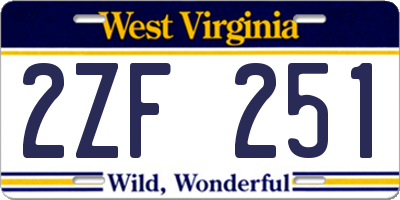 WV license plate 2ZF251