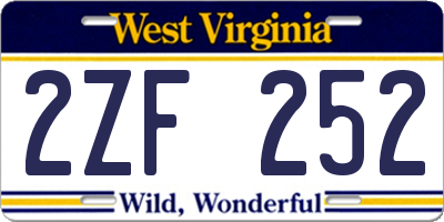WV license plate 2ZF252