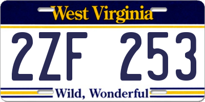 WV license plate 2ZF253
