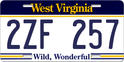 WV license plate 2ZF257
