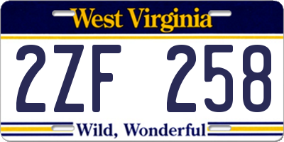 WV license plate 2ZF258
