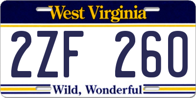 WV license plate 2ZF260
