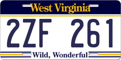 WV license plate 2ZF261