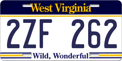 WV license plate 2ZF262