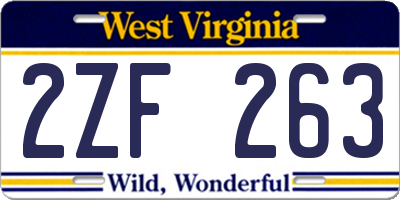 WV license plate 2ZF263