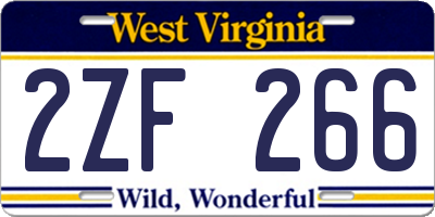 WV license plate 2ZF266