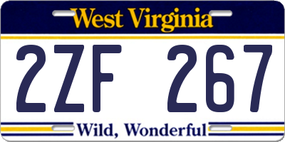 WV license plate 2ZF267