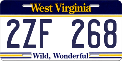 WV license plate 2ZF268