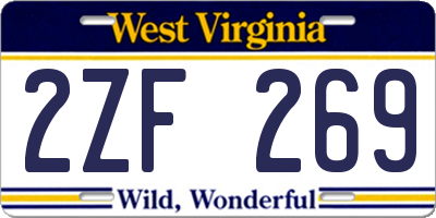 WV license plate 2ZF269