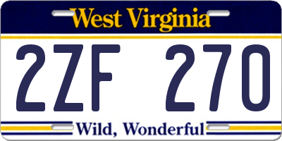 WV license plate 2ZF270