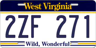 WV license plate 2ZF271