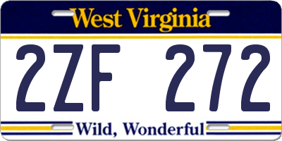WV license plate 2ZF272